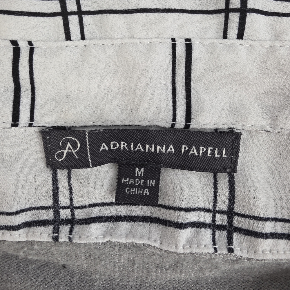 Adrianna Papell Gray Two-fer Sweater with Plaid Accent Size M Office CO-2138 - Picture 4 of 9
